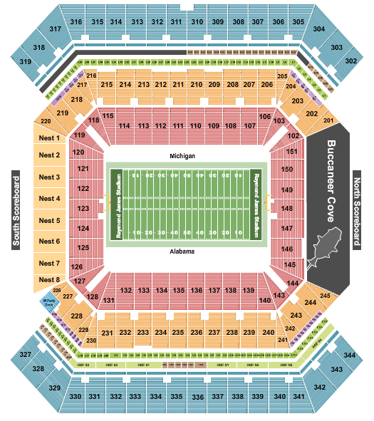 Raymond James Stadium Outback Bowl Seating Chart